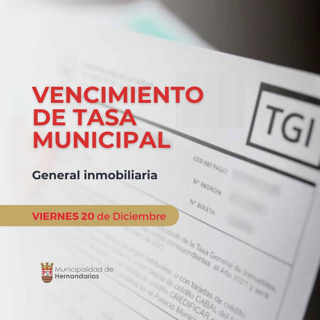 Vencimiento de tasa municipal: inmobiliaria.