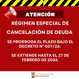 PRÓRROGA DEL PLAN DE RÉGIMEN ESPECIAL DE CANCELACIÓN DE DEUDA